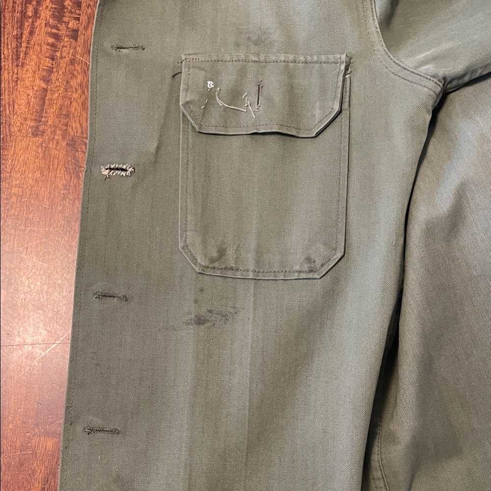 *handstitched* Olive Green Military Style Jacket with hand-embroidered trim - Picture 4 of 6